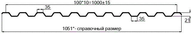 Фото: Профнастил оцинкованный С21 х 1000 (ОЦ-01-БЦ-0.65) в Коломне