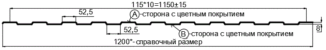 Фото: Профнастил С8 х 1150 - B Двусторонний (ПЭ_Д-01-8017-0.4±0.08мм) в Коломне