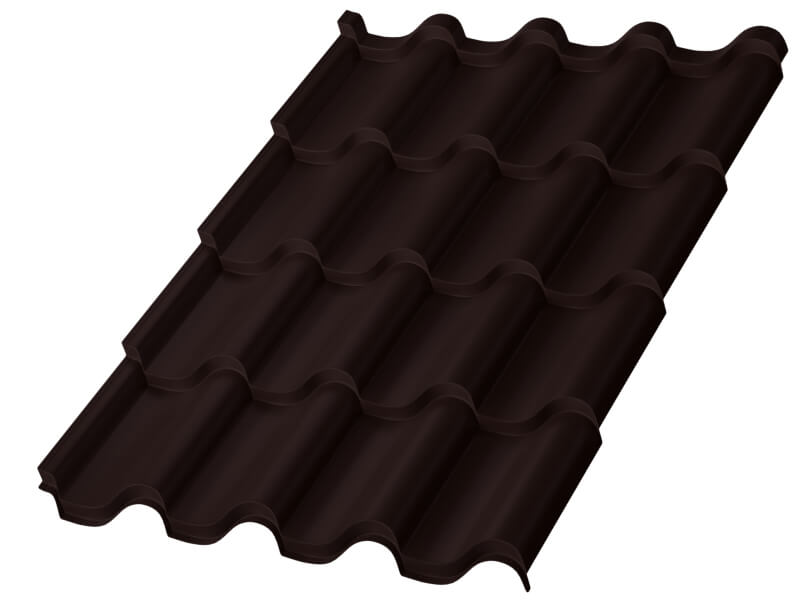 Металлочерепица МП Монтерроса-XL (VALORI-20-DarkBrown-0.5)